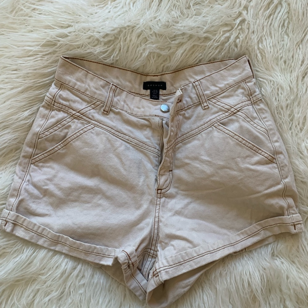High waisted cream shorts